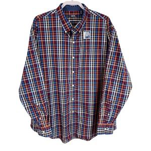 Izod Advantage Performance Wrinkle Free Plaid Button Down Shirt XXL Multi